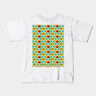 Retro Bubble Chain Pattern in Teal, Orange, Green Kids T-Shirt